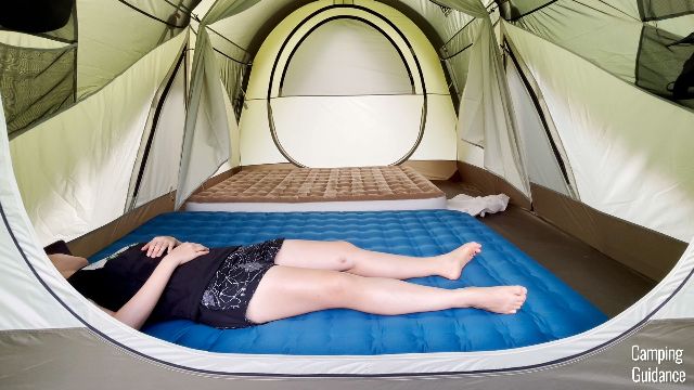 What 2 queen beds look like inside the REI Wonderland 6.