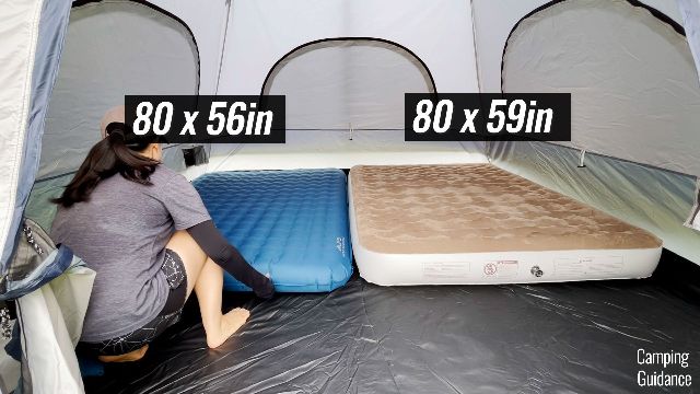 Both my queen beds in the Caddis Rapid 6, with their respective dimensions.