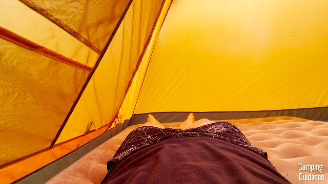 The author sleeping at the side of The North Face Wawona 6