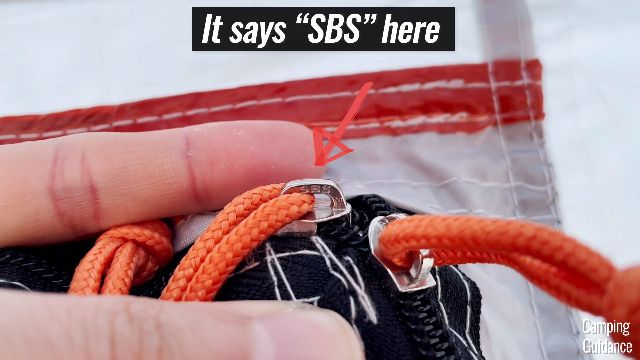 A close-up shot of the SBS zippers on the Eureka LX 6's door.