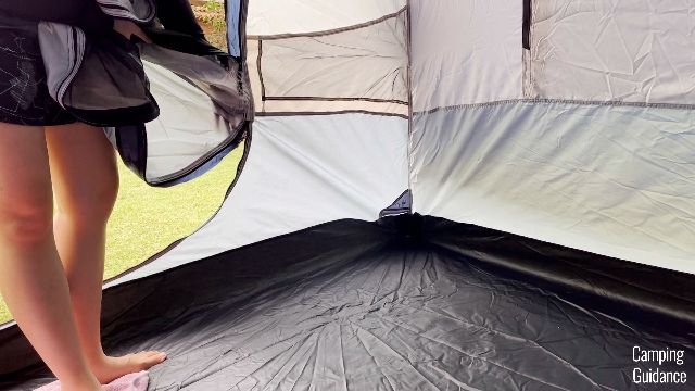 What the door of the Caddis Rapid 6 looks like when fully unzipped.