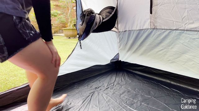 This is me tucking the door fabric into one of the pockets in the Caddis Rapid 6.