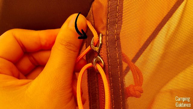 A close-up shot of the SBS zippers of the front door of The North Face Wawona 6.