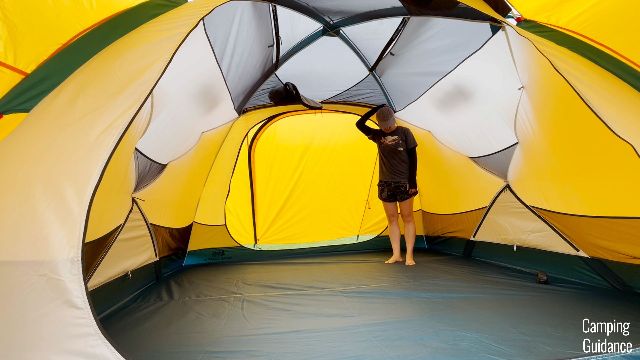 Me standing in one of the corners of the REI Base Camp 6.