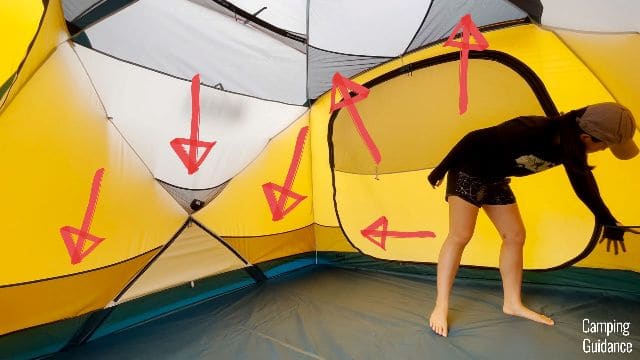 Storage pockets in the REI Base Camp 6