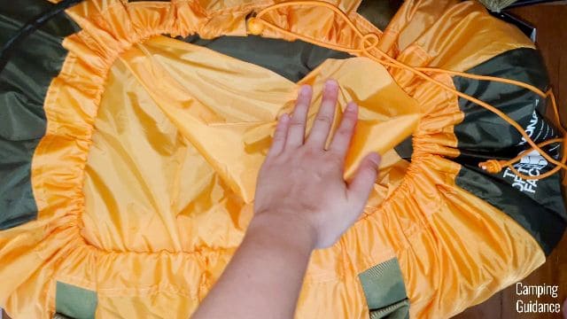 The fabric covering of the carry bag.