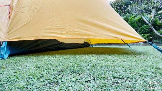 What the rainfly of the REI Base Camp 6 looks like from the bottom up.