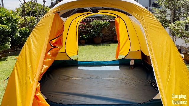 The 2 doors of the REI Base Camp 6.