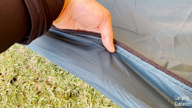 What the flooring of the REI Base Camp 6 looks like.