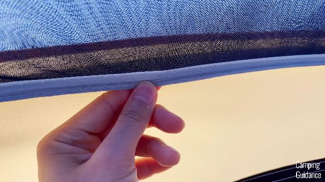 What one of the seams in the REI Base Camp 6 look like.