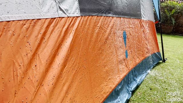 Water running over the tent body of the Eureka LX 6.