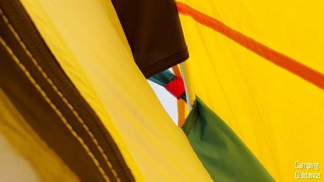 The gap between the rainfly and the tent body.