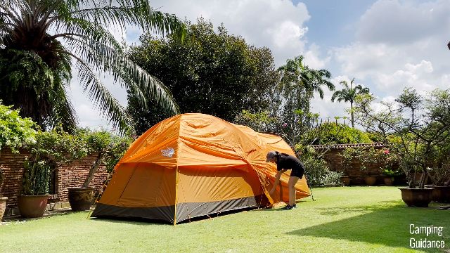 The author setting up The North Face Wawona 6