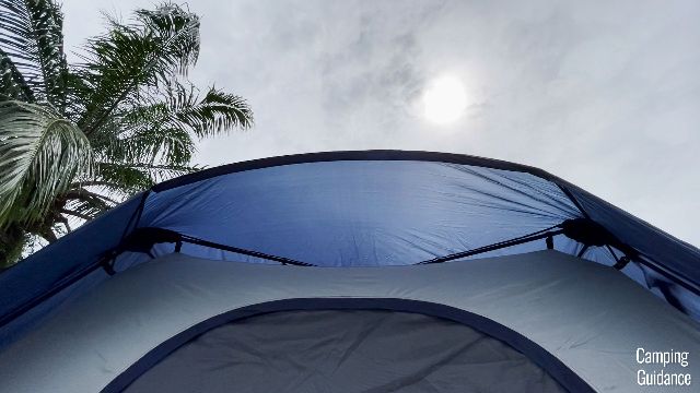 What the rainfly pole of the Caddis Rapid 6 looks like from a bottom-up view.