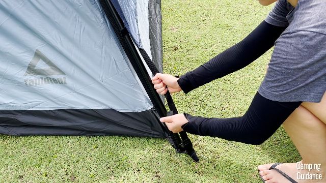 A close-up shot of me tightening the buckles.