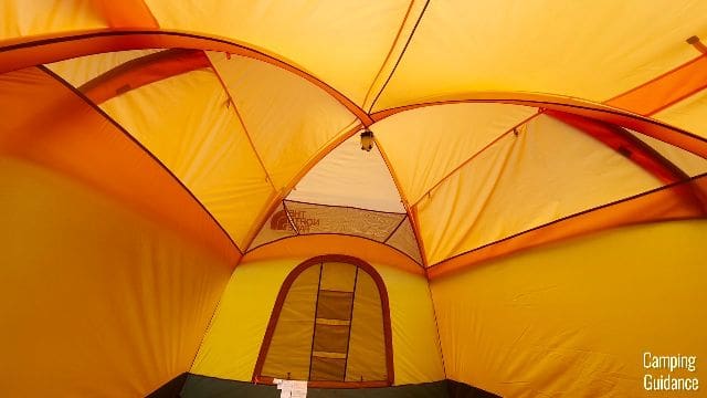 My lantern hanging on one of the top loops of the inner tent of the Wawona 6.