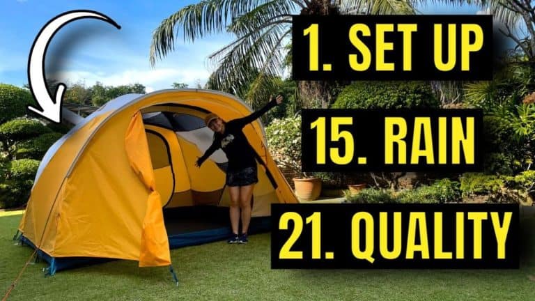 This is a picture of me in my REI Base Camp 6 in my yard.
