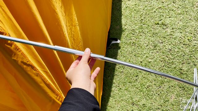 The pole repair splint of the REI Base Camp 6, which I found on the white vestibule pole.