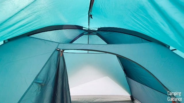 What the small mesh wall vent of the NTK Cherokee 6 looks like from the outside of the tent.