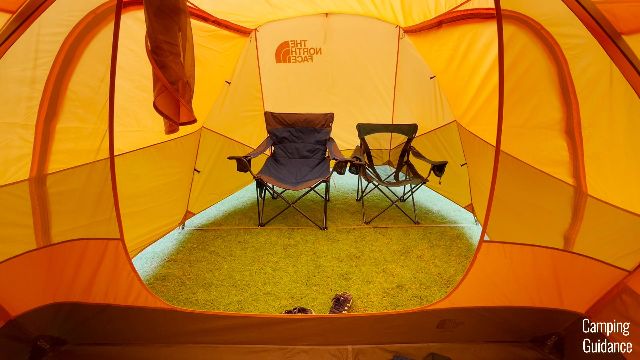 2 camping chairs in the vestibule of The North Face Wawona 6.