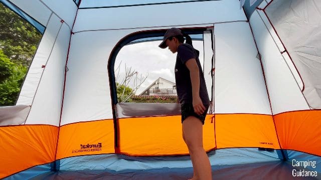 Me opening up the front window in the Eureka LX 6.