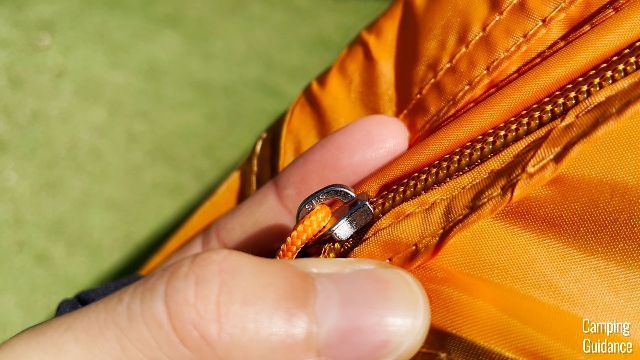 A close-up shot of one of the SBS zippers.