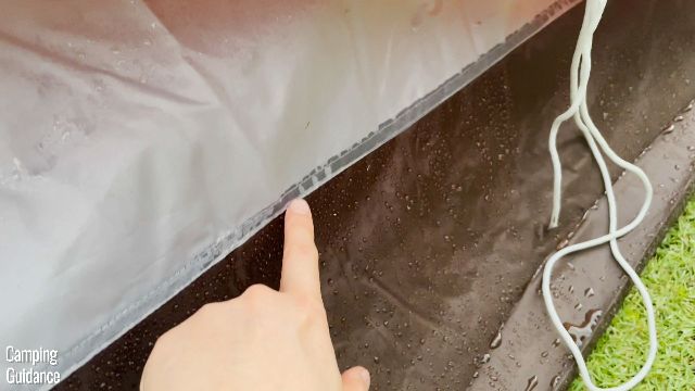 One of the leaking seams of the Alps Mountaineering Lynx 2.