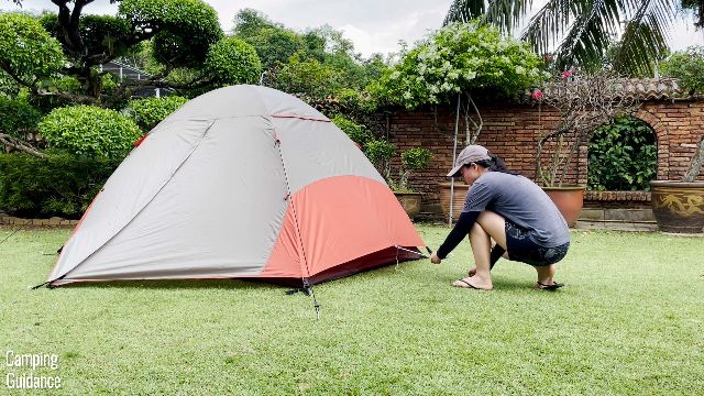 The author guying out the Alps Mountaineering Lynx 2.