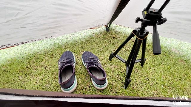 What the vestibule of the Alps Mountaineering Lynx 1 looks like.