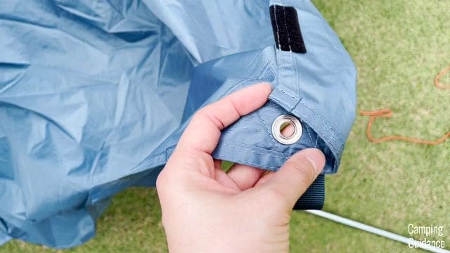 One of the awning grommets of the REI Skyward 4