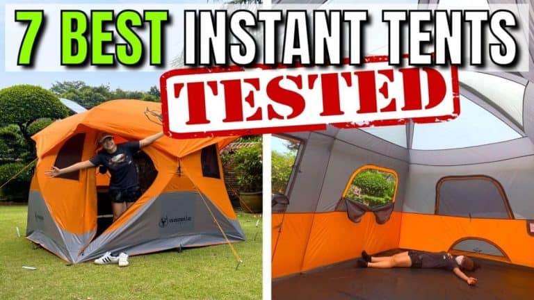 The author in her Gazelle T4 Hub Tent (left) and her Core Equipment Cabin 10 (right).