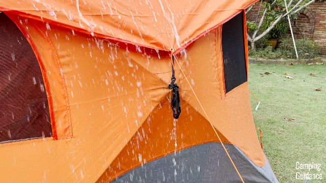 The Gazelle T4 Hub Tent in the rain