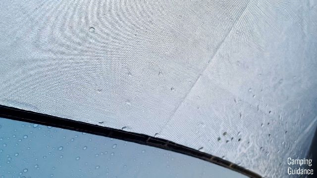 Leaking in the REI Skyward 4 after the author's rain test