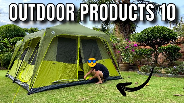 The author in her Outdoor Products Instant Cabin 10 (product image)