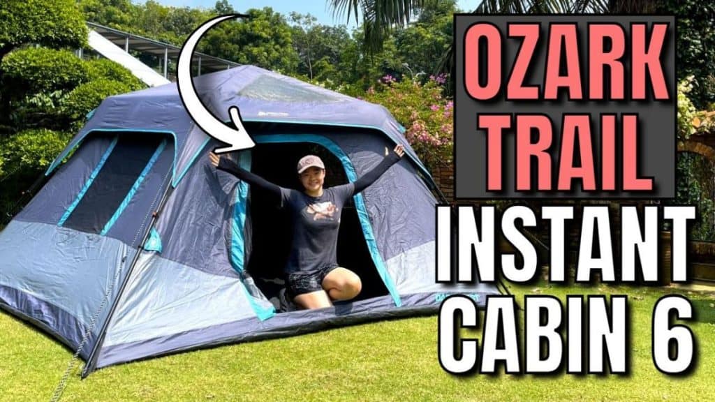The author in her Ozark Trail Dark Rest Instant Cabin 6