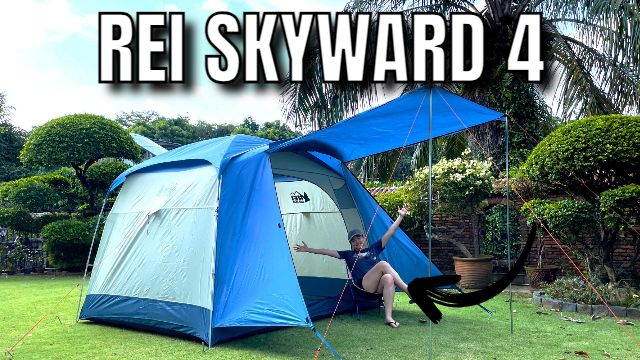 The author sitting in front of her REI Skyward 4.