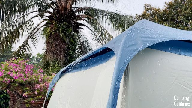 What the rainfly of the REI Skyward 4 looks like in the rain