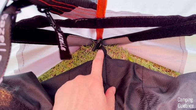 One of the flooring toggles of the Gazelle T4 Hub Tent