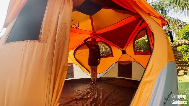 The author standing in one of the corners of the Gazelle T4 Hub Tent
