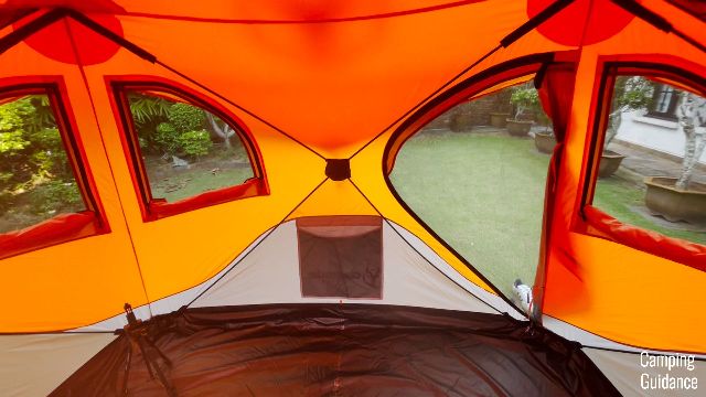 Fiberglass poles on one of the walls of the Gazelle T4 Hub Tent.