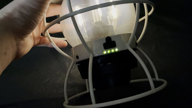 The battery lights at the back of the Barebones Railroad lantern.