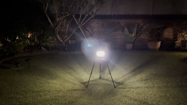 The brightest mode of the Barebones Railroad lantern.