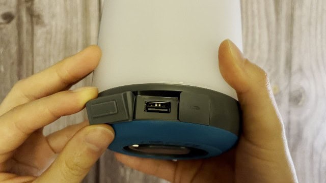 The USB output of the BioLite AlpenGlow 500.