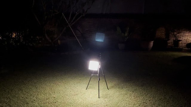 The BioLite Luci Charge 360 lantern on its brightest setting.