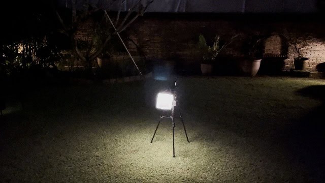 The BioLite Luci Charge 360 lantern on its dimmest setting.