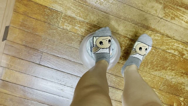 The author stepping on the BioLite Luci Charge 360 lantern.