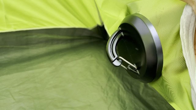 What the magnetic hook of the Coleman CPX 6 Lighted Tent Fan looks like.
