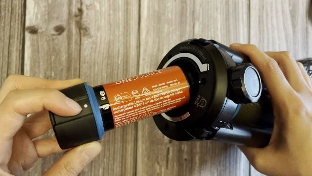 The removable OneSource battery of the Coleman OneSource Fan.