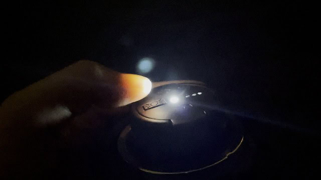 The flashlight function of the Coleman OneSource Fan.