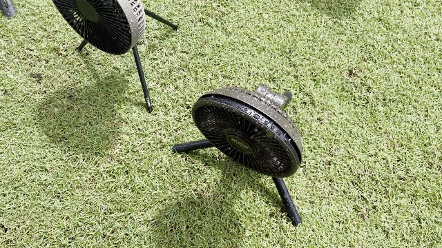The author rain testing the Coleman OneSource Fan.
